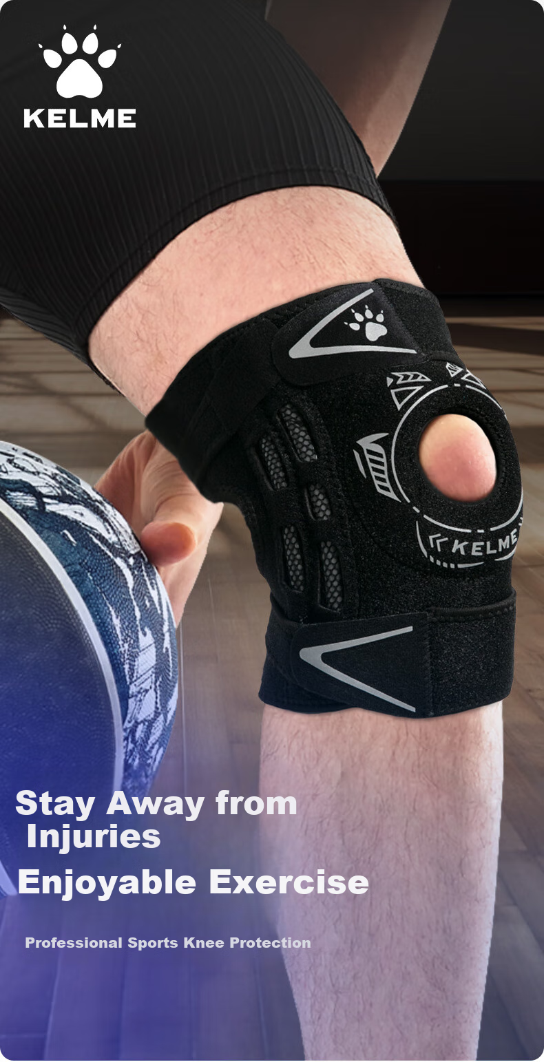 KELME Knee Brace Sports Knee Support for Men And Women, Badminton Hiking Meniscus Injury Patella Running Jump Rope 2