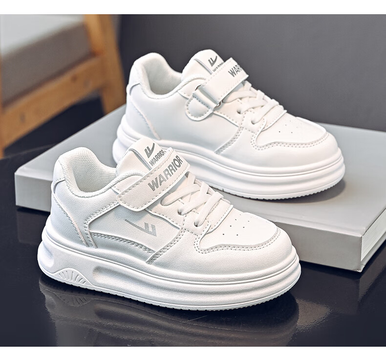 Warrior Kids Spring Boys Casual Soft Sole Sneakers Girls White Shoes WZ(CL)-1251 White Size 31 6