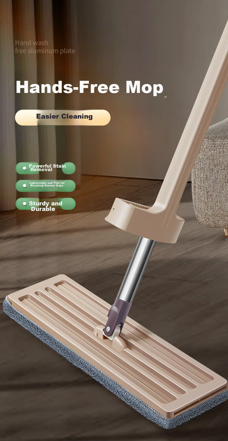 BEKAHIQ Flat Mop, 38cm, 4 Mop Pads, Household All-In No Hand Washing, 2026 Floor Cleaning Wonder, Dust Push Flat Mop 1