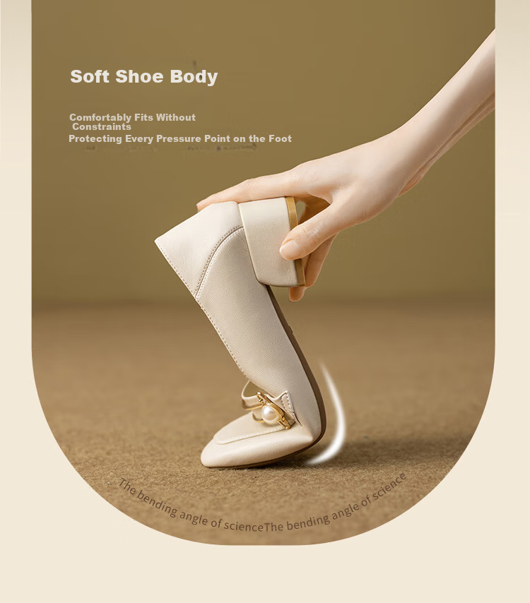 ZHR High Heels for Women, 2026 New Style Women's Shoes, Pearl Buckle Loafers, Women's Commuter Leather Shoes, Two-Way Wear K170 Beige 36 4