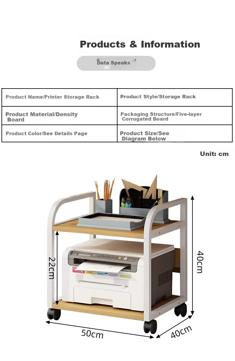 FENJIEXIAN Storage Rack, Printer Organizer Shelf, Floor-Standing Storage Rack, Movable Multi-Layer Storage Shelf, Simple Multi-Tier Organizer 10