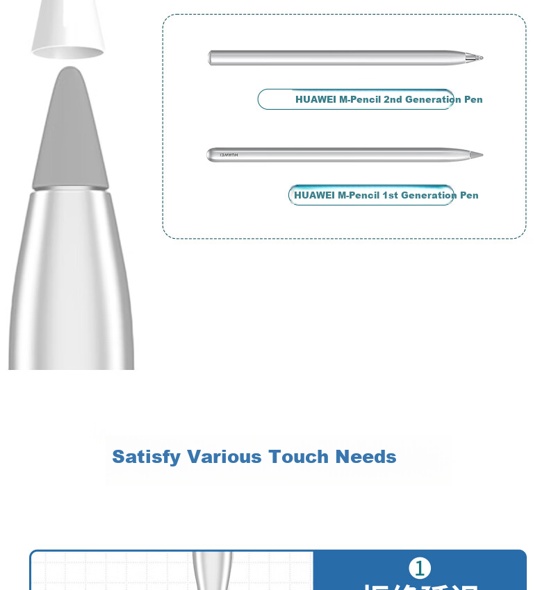 ESCASE [4-Pack] Compatible with Huawei M-Pencil Tip Protectors, Highly Sensitive Fiber Wear-Resistant Pen Tips, Ultra-Thin Silicone Covers for 1st/2nd/3rd Generation, Transparent + White 4