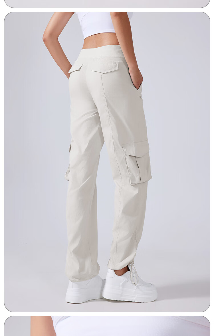LangSha Loose-Fit Mid-Rise Cargo Pants for Women, Spring/summer 2025, Quick-Dry Lightweight Multi-Pocket Wide-Leg Outdoor Sports Casual Trousers 10