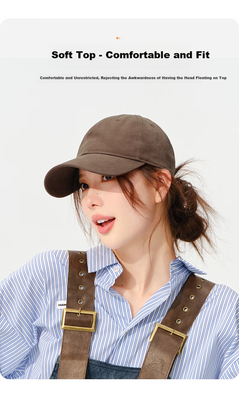 CACUSS Baseball Cap for Women, All-Season Casual Solid Color Korean-Style Soft Top Visor Cap for Men, Outdoor Versatile Sun Protection Hat 3