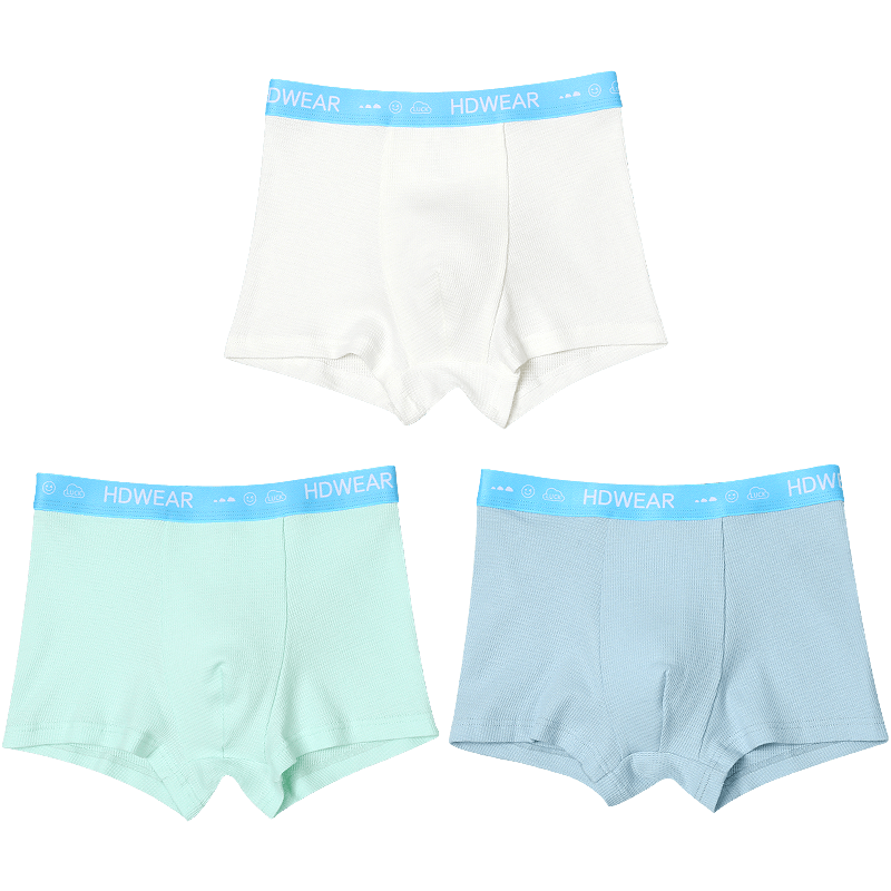 Hodohome Children's Underwear, Boys' 7A Antibacterial Pure Cotton Crotch Mesh Boxer Briefs, Boys' Color-Block Cotton Spandex Shorts, 303, Size 130
