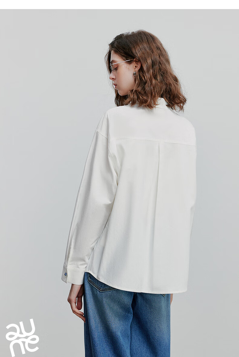 Chuyua Heart Embroidery Shirt Women 2025 Autumn New Simple Versatile Solid Color Pure Cotton Blouse White S 25
