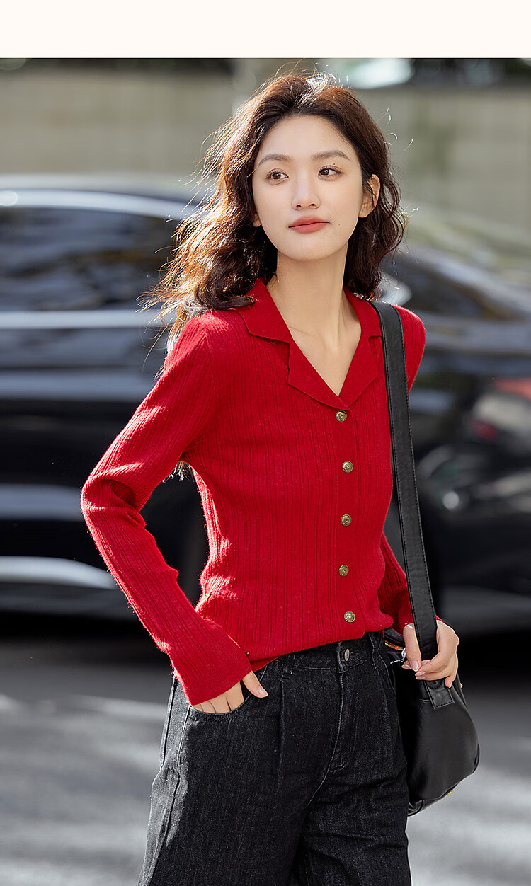 Dme [OL Online Flirtation] Winter Retro Hong Kong Style Metal Button Knit Sweater, Slim Fit Sexy Knitted Cardigan Women's Top 10