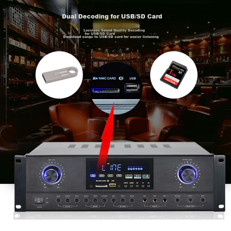 KIB KG1500 Home Theater Bluetooth Amplifier, Professional TV Karaoke Power Amplifier 5