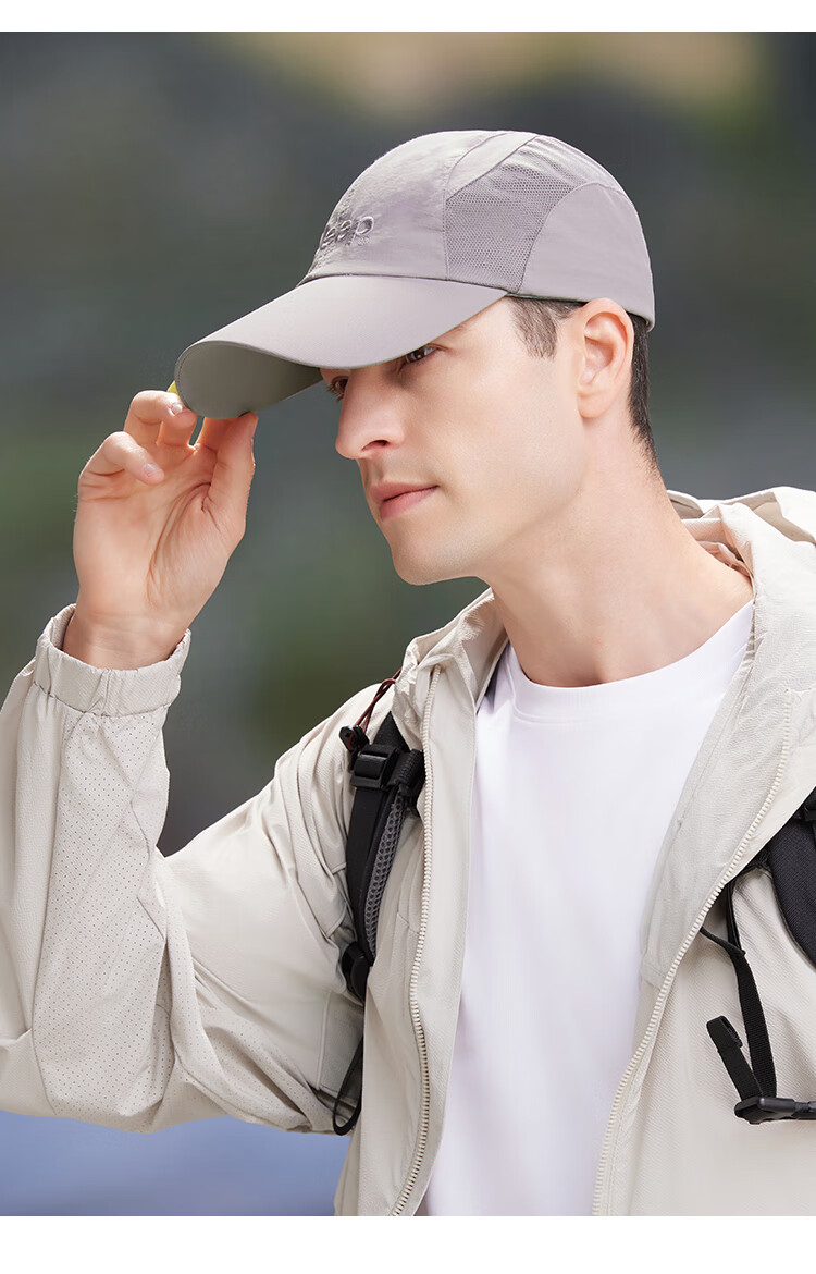 JEEP Men's Baseball Cap, Mesh Quick-Dry Breathable Visor Cap, Sports Outdoor Hiking Sun Hat, Rock Gray 9