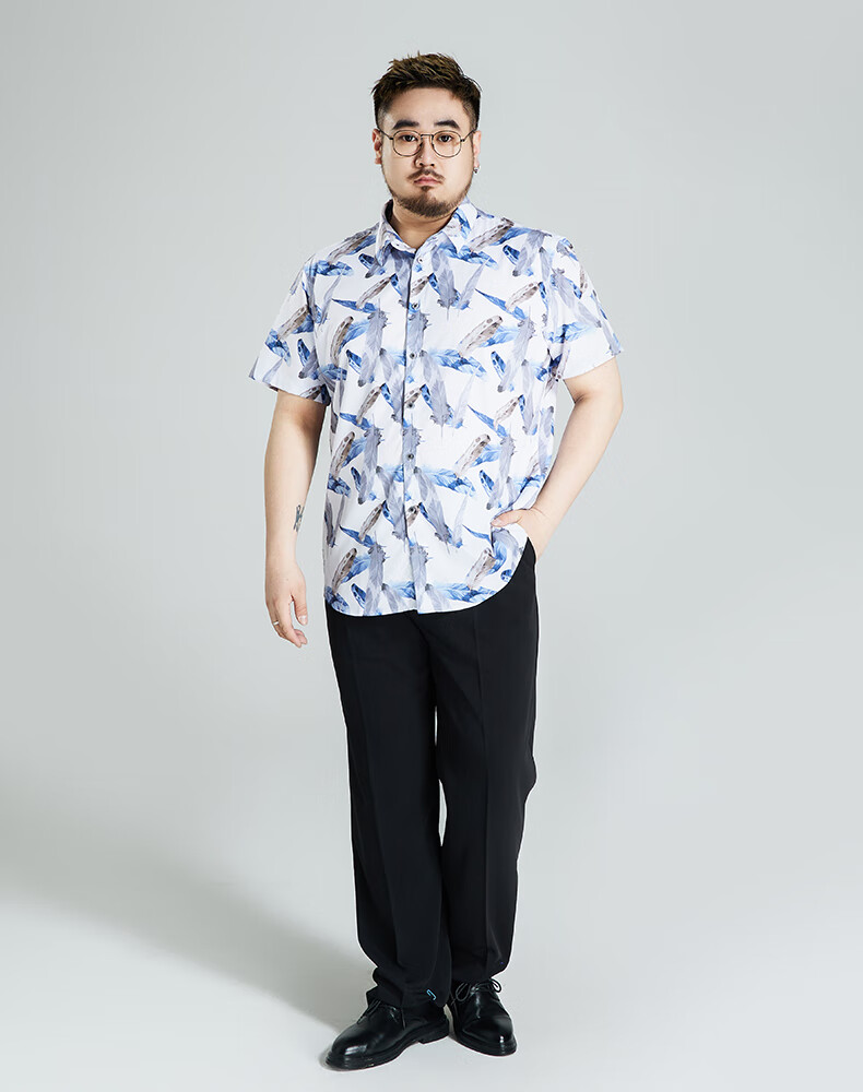 Ayoupang Summer Ice Silk Plus Size Short Sleeve Floral Shirt, Loose Fit, Large Size, Stretchy, Seamless, Casual Blouse 1