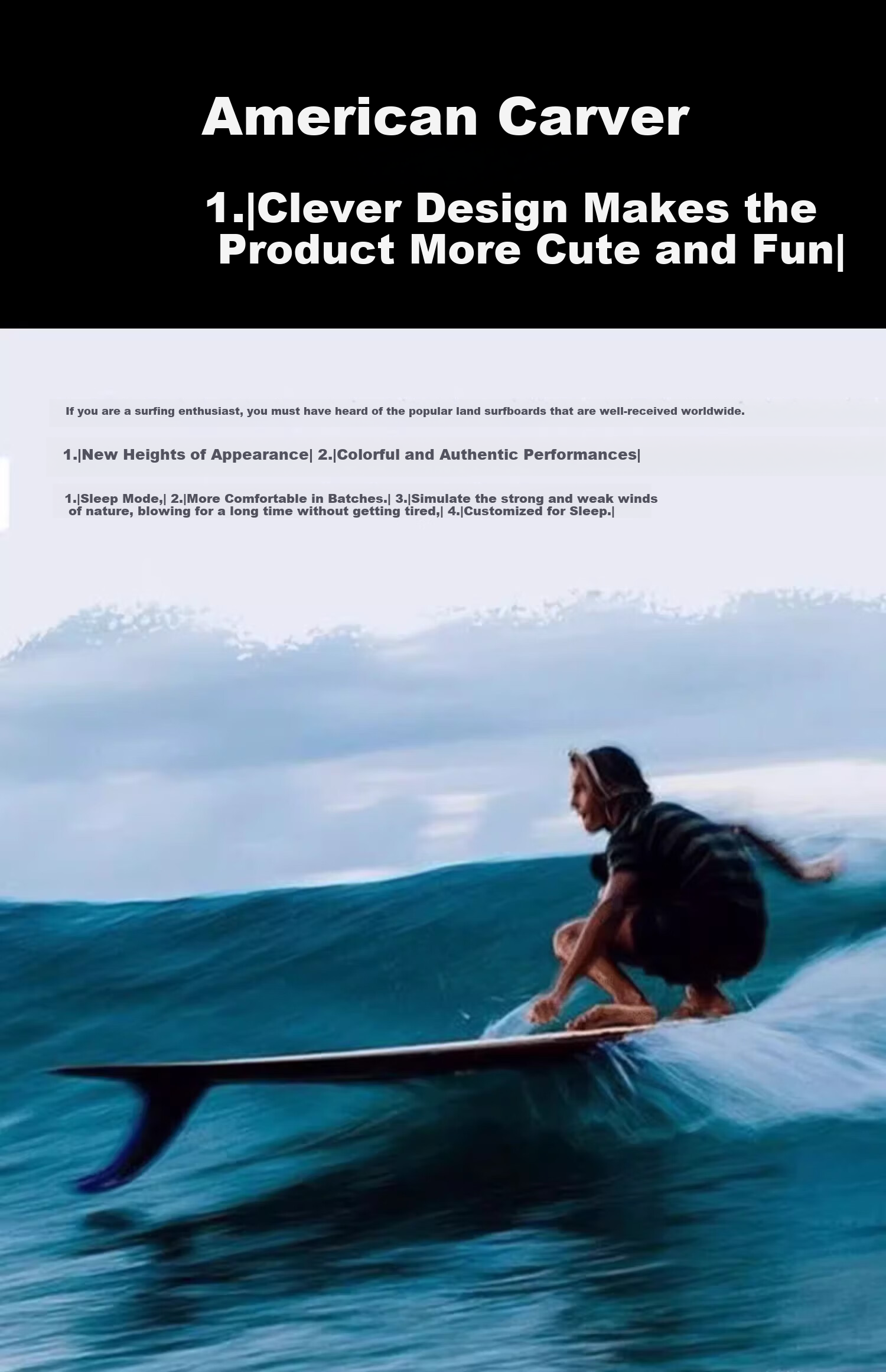 Carver Land Surfboard, Unisex Professional Land Surfing Board "Lengjing", 32 Inches 9