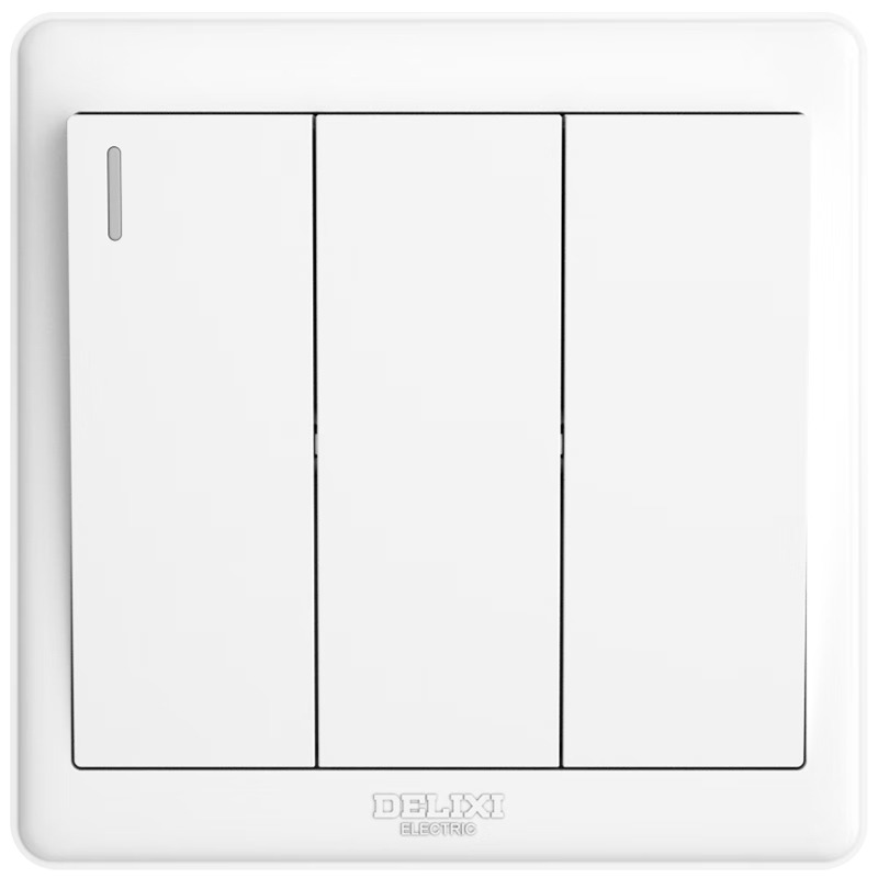 DELIXI Switch Socket Panel, CD815 Series, Triple Three-Gang Double Control Switch, QSE863K2