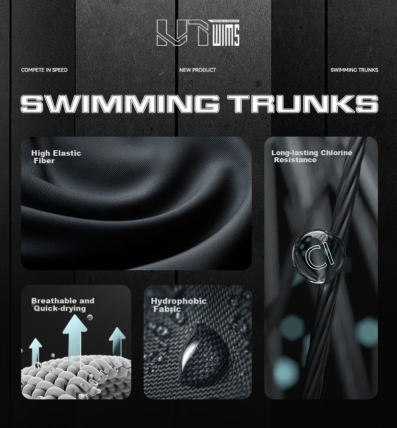 Li-Ning Swimming Trunks for Men, Printed Knee-Length Anti-Embarrassment Swim Shorts, Hot Spring Swimwear, 0051 Black-Gray, XL 2