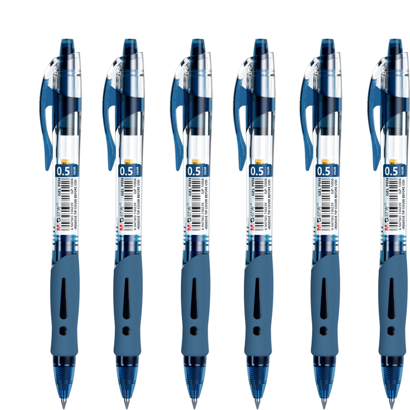 M&G Stationery GP1008 Retractable Gel Pen, Student 0.5mm Signature Pen, Business Bullet Tip Pen, Doctor Prescription Pen, Office Supplies, Ink Blue, 12 Pens/box