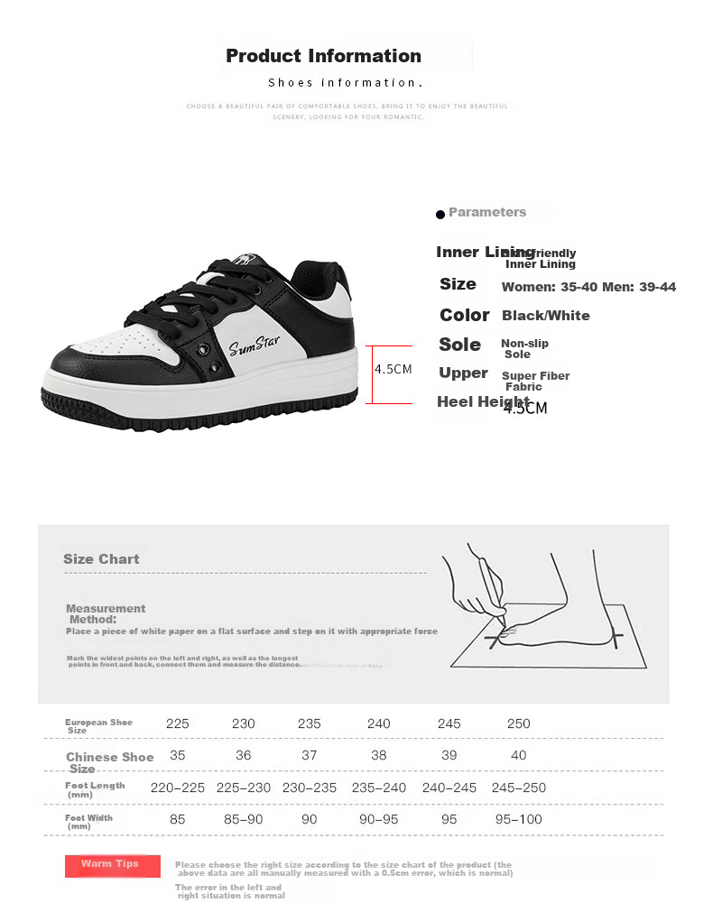 VANCAMEL Men's Sneakers, Couple's Outdoor Casual Shoes, Men's Sports Shoes, Women's White Shoes, 6066 White, Size 38 5