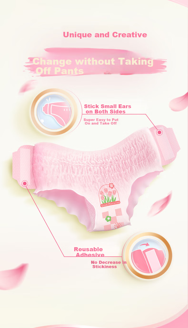 SPACE 7 Cute Breathable Antibacterial Comfort Pants, Daytime Panty-Style Sanitary Napkins, 4 Pieces [New National Standard Certified] 4