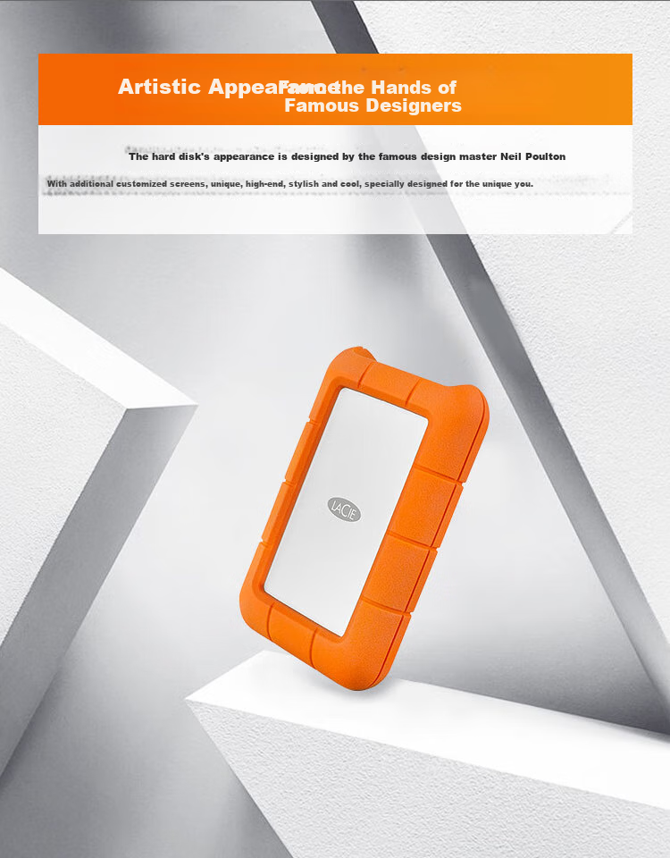 LaCie Rugged Mini Portable Hard Drive, 5TB Triple Protection Mechanical Hard Drive USB Type-C/USB3.2 Compatible with Mac, Small Footprint, Portable And Shockproof 6