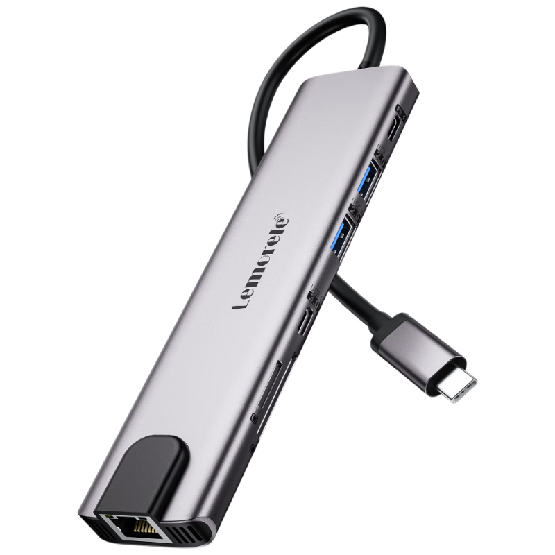 Lemorele Type-C Expansion Dock 11-In Dual HDMI 4K Multi-Screen Display Gigabit Ethernet Port USB TF/SD Card Reader Mac Expansion Dock Compatible with Apple Huawei Laptops TC65L