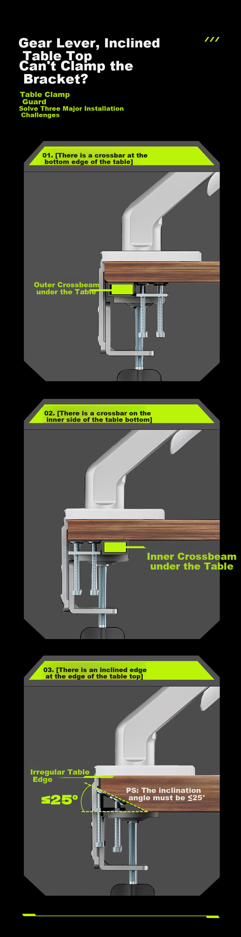 HUMANEX Bracket Clamp Table Accessory, Monitor Bracket Clamp Installation Auxiliary Accessory, ZP-32 2