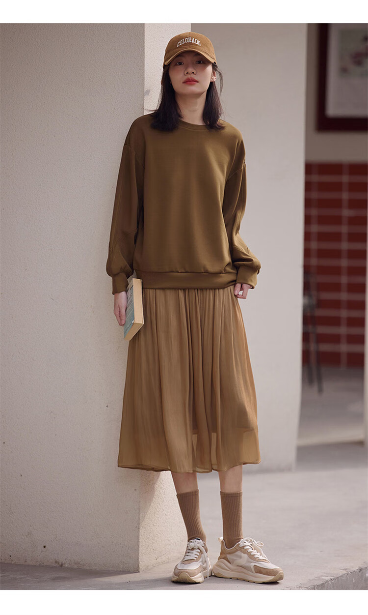 Dme [Flowing Light Pleated Skirt] Spring Style, Internet Celebrity-Inspired Elastic Waist Flowing Pleated Umbrella Skirt for Wome 21