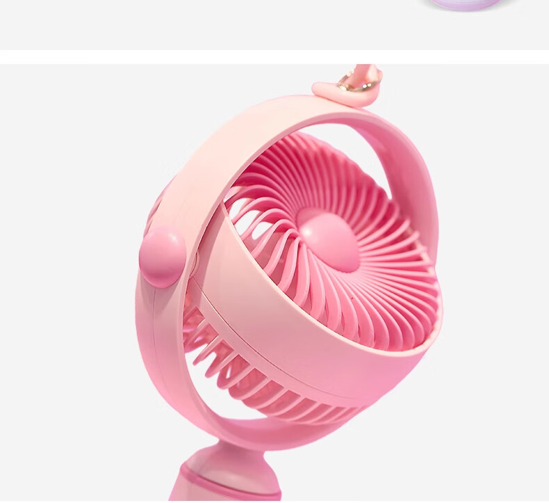 Ouliwen Small Fan, Desktop And Bed Handheld, USB Rechargeable, Low Noise, Three-Speed with Base, Portable Mini High-Power Fan for Office And Dormitory, My Little Pony Purple 12