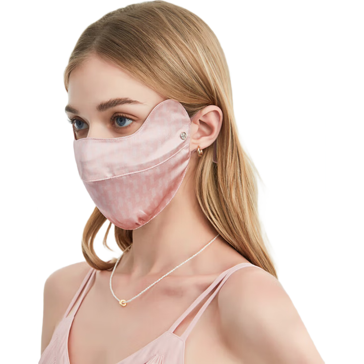 ELLE [100% Silk] Sun Protection Face Mask for Women, Eye-Care Corner Mask, UV-Resistant Mulberry Silk Face Covering Gift