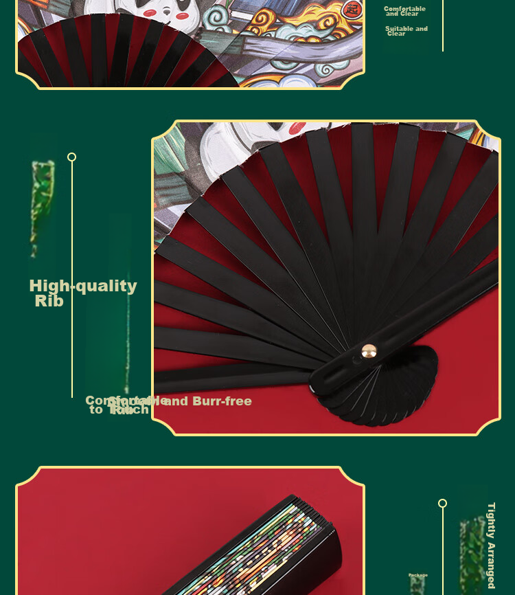 TaTanice Folding Fan, National Trend Internet Slang Personalized Comic Fan, Silk Fabric Handmade Fan, Gift for Friends And Teachers 4