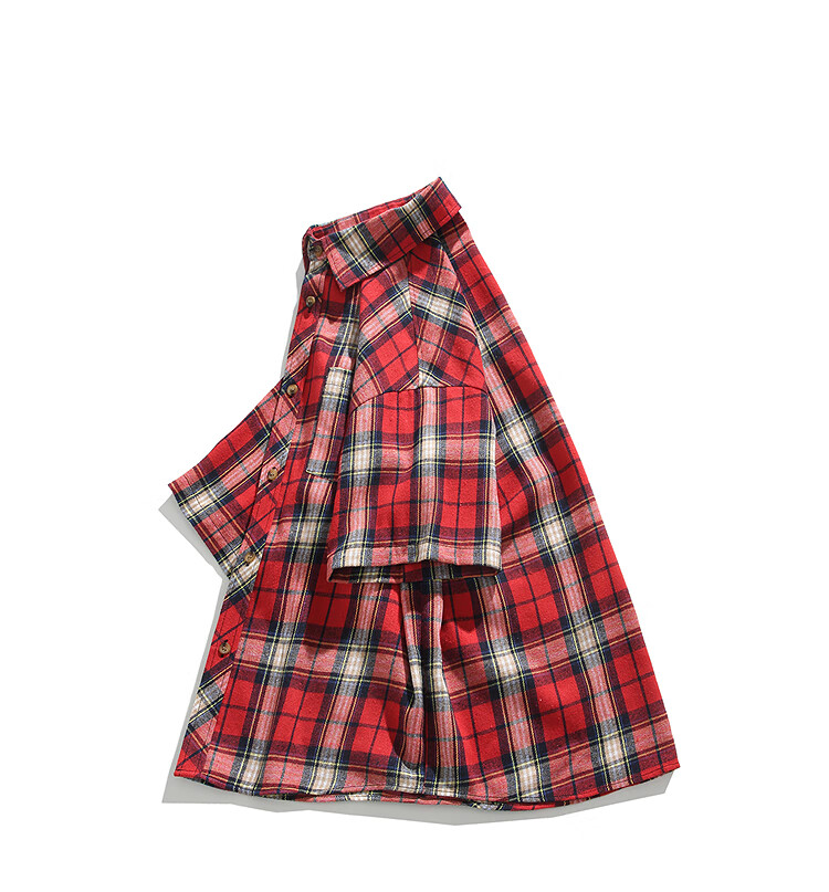 CLOR American Retro Lapel Plaid Shirt for Men, Spring And Summer Style, Loose Casual Trendy Short Sleeve CLCX05 Green 4XL 12