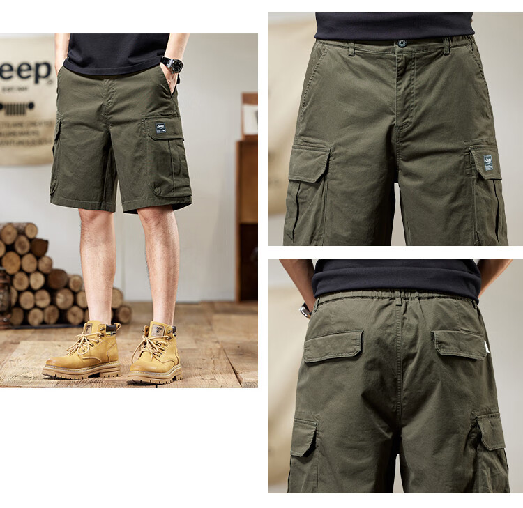 JEEP Men's Cargo Shorts, Five-Point Casual Style, Summer 2026 Thin Version, Loose Straight-Leg High-Quality Breathable Mid-Length Pants for Me 2