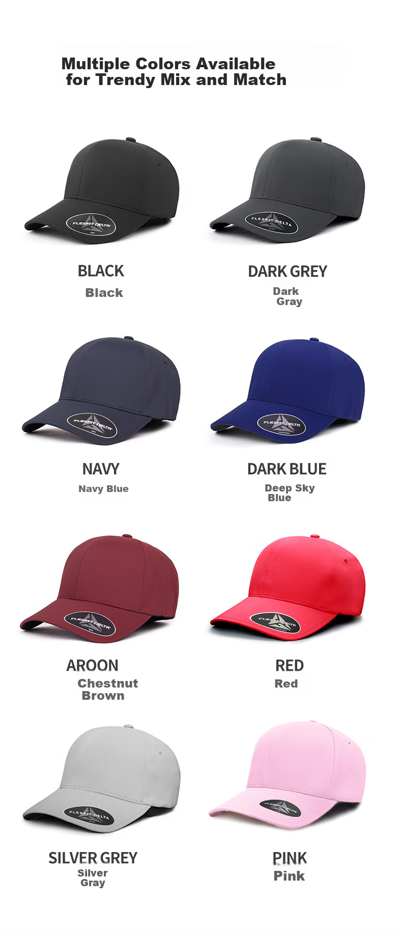 FLEXFIT DELTA180 Celebrity-Style Wide Brim Baseball Cap, Outdoor Sun Protection, Full Enclosure Visor Hat, L/XL 12
