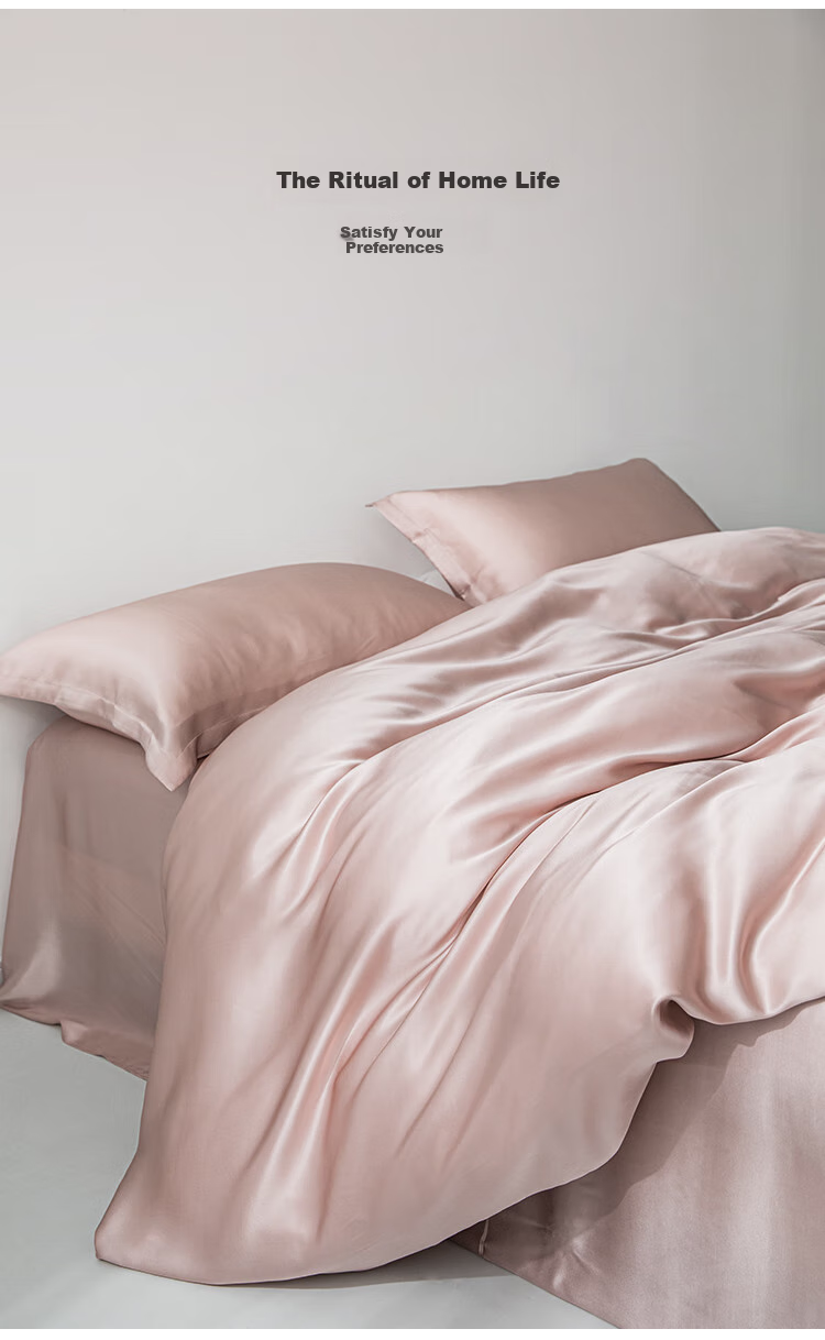 Silk Empress Premium 6A Mulberry Silk 4-Piece Bedding Set 100% Mulberry Silk Bed Linen 200x230cm [Elegant Pink] 13