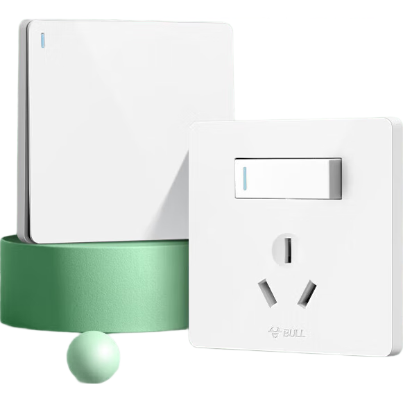 BULL Switch Socket G12 Series, 16A Switch Socket with 86-Type Socket Panel, G12E204AS, Ivory White