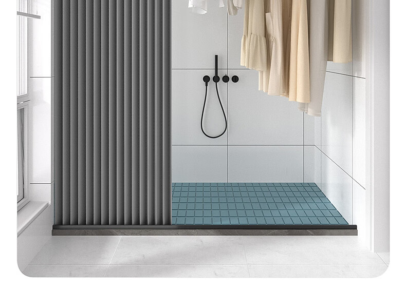 Mercury Home Textiles Mold-Resistant Bathroom Shower Curtain Foldable Magnetic Partition High-Grade Waterproof Shower Curtain Dry-Wet Separation Single Panel 8