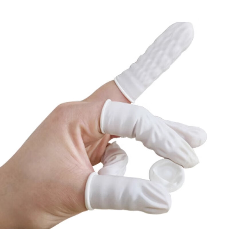 BAIGE Anti-Static Latex Finger Cots Protective Non-Slip Wear-Resistant Beige Size L Finger Guards Powder-Free 200pcs/Pack CW550638