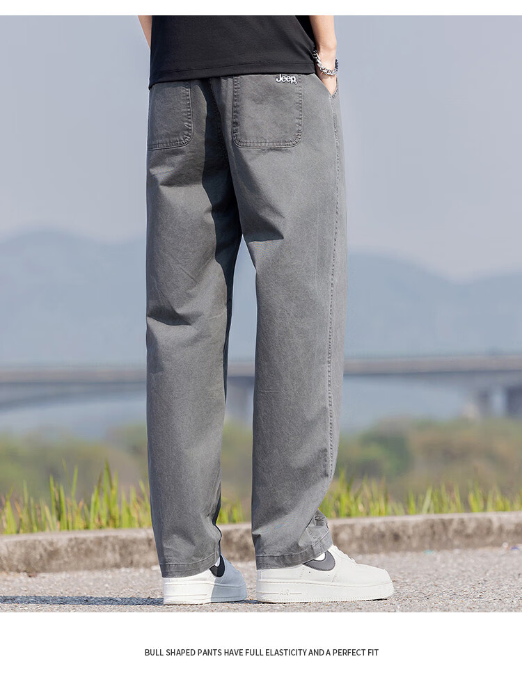 JEEP [Pure Cotton Lightweight] Straight-Leg Casual Pants for Men, 2026 Summer New Style Cargo Wide-Leg Trousers, Men's Long Pants 15