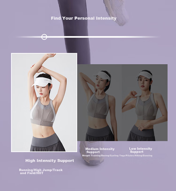 XTEP Sports Bra for Women with Front Zipper, Shock-Absorbing High-Strength Bra, Chest Binding Bra, Running Yoga Vest, Can Be Worn As Outerwear 2
