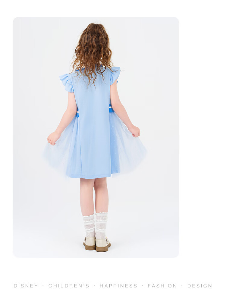 Disney Girls Elsa Princess Summer Dress Children's Blue Dress TD2EQ001 Size 140 7