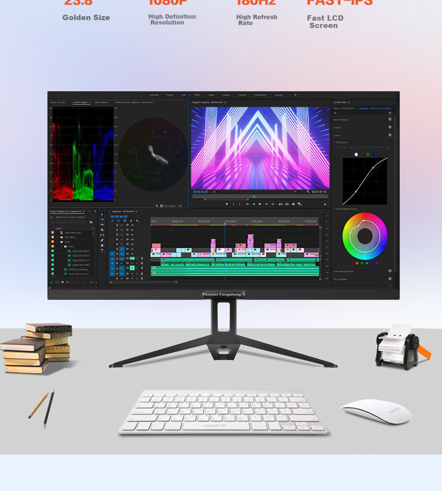 Founder 24.5-Inch IPS, 360Hz Micro-Bezel, HDR400, GTG1ms, 138% SRGB10BIT, Gaming, Esports, Wide Viewing Angle, Low Blue Light, Wall-Mountable Monitor FD2553S 2