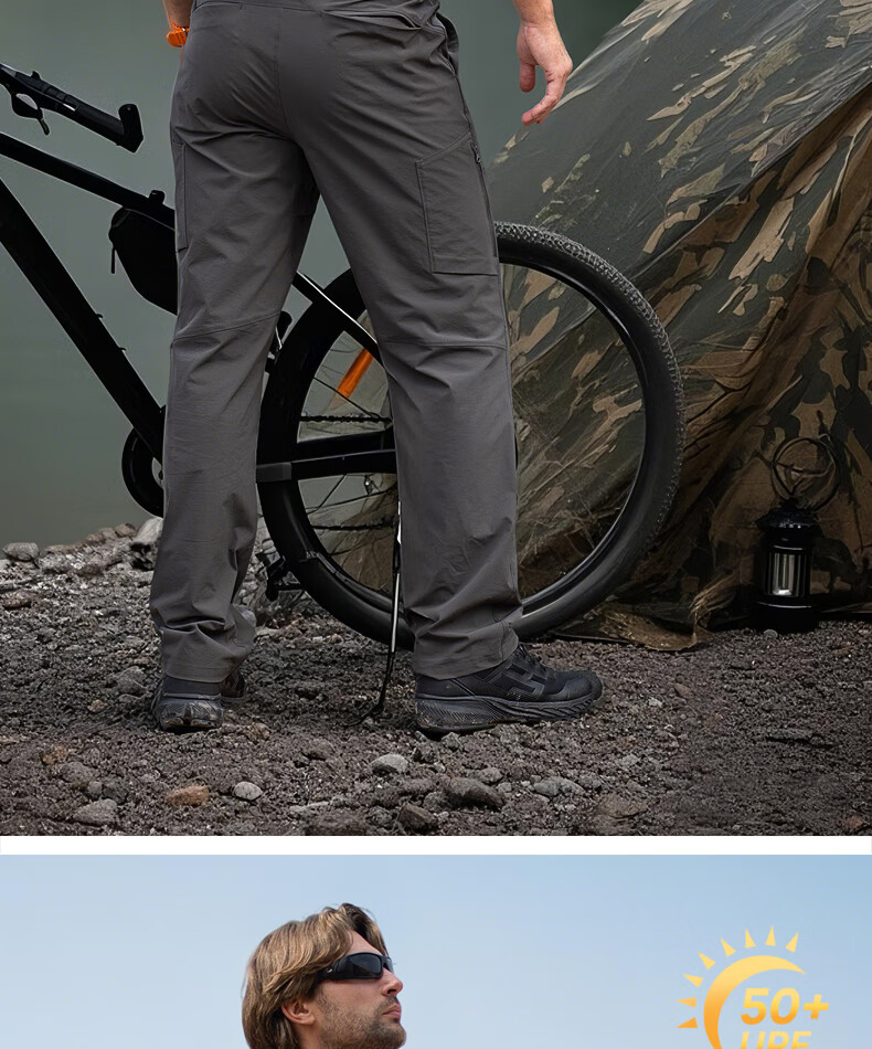 Free Soldier Peak Quick-Dry Pants Teflon Three-Protection Spring Summer Breathable Scratch-Resistant Durable Sun Protection UPF50+ Black 34W/30L 8