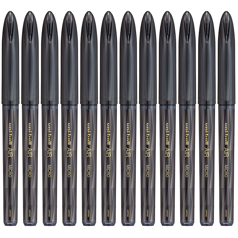 Uni Mitsubishi uni-ball AIR Black Technology Black Gel Pen 0.5mm Signature Pen Business Liquid Ink Student Water-based Pen UBA-188C-M Gray Gold 12pcs