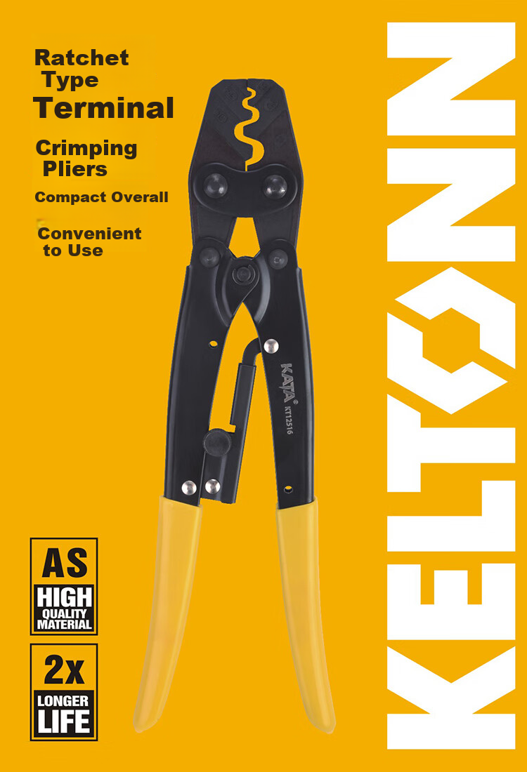 KELTONN Bare Terminal Ratchet Crimping Pliers, Terminal Crimper, Cold Press Terminal Crimping Tool, 1.5-16mm², KT12516 1
