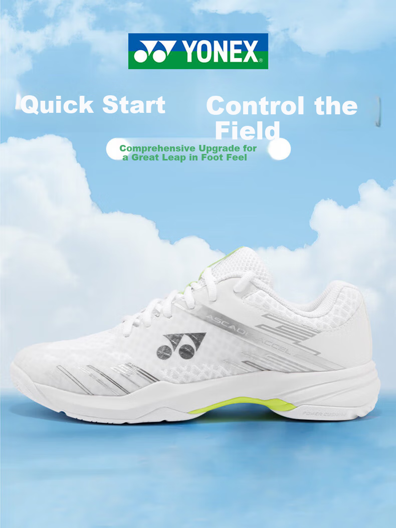 YONEX Badminton Shoes for Men And Women with Shock Absorption And Stability, Sports Shoes SHBCA1W, White/sky Blue, Size 42 4