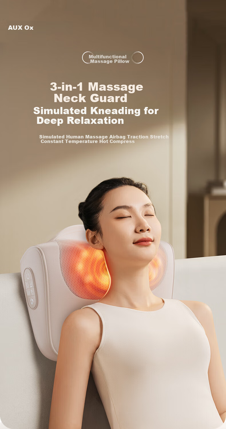 AUX Cervical Massager 4332 (Rechargeable Gift Box Set), Back And Neck Massage Device Pillow, Shoulder And Neck Pain Relief Tool, Mid-Autumn Festival Gift 1