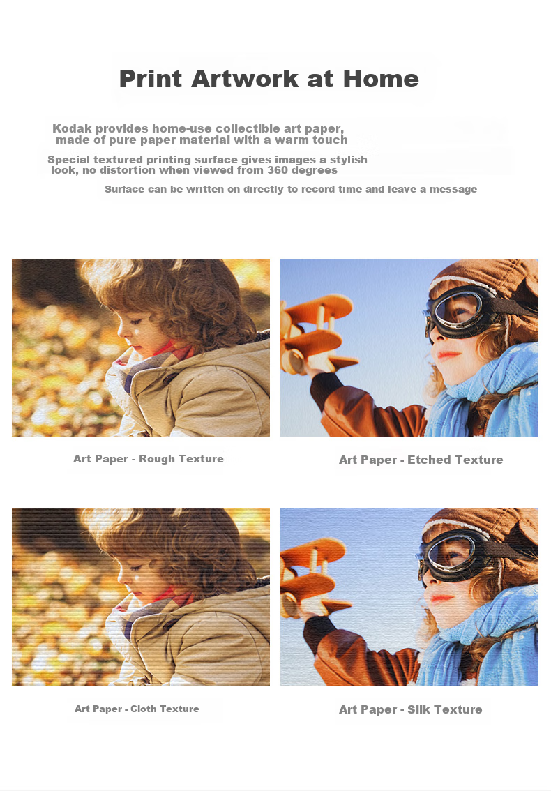 KODAK, 3R/5-Inch, 250g, High-Quality RC Velvet Printing Paper for Home Use, Inkjet Photo Paper, 100 Sheets, 9891-450 9