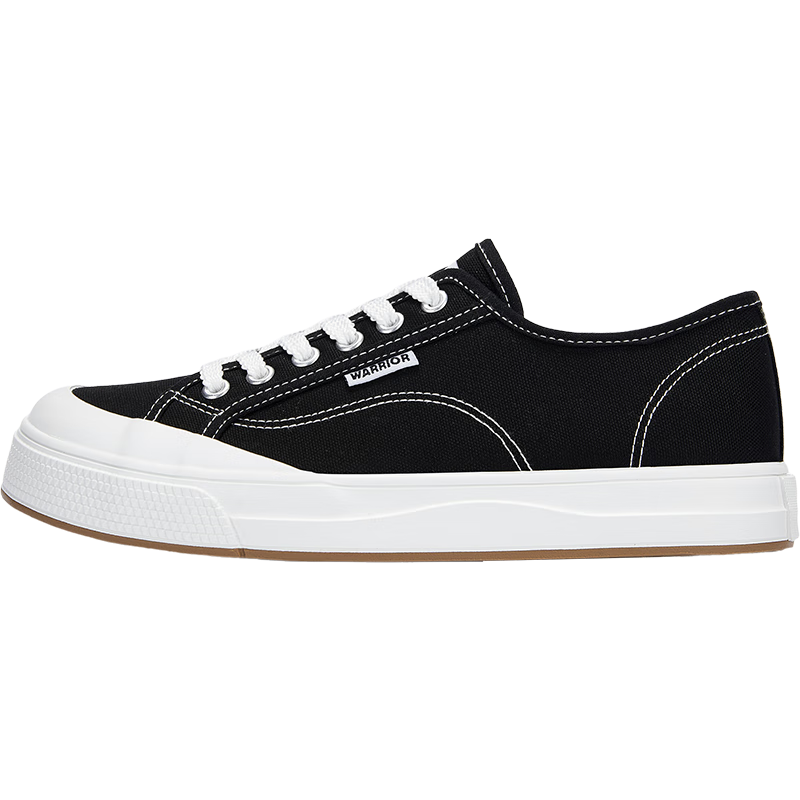 Warrior Official Women's Shoes, 2025 Summer Simple Canvas Shoes, Versatile Sneakers, Female Student Sports Casual Shoes, Classic Black, Size 36