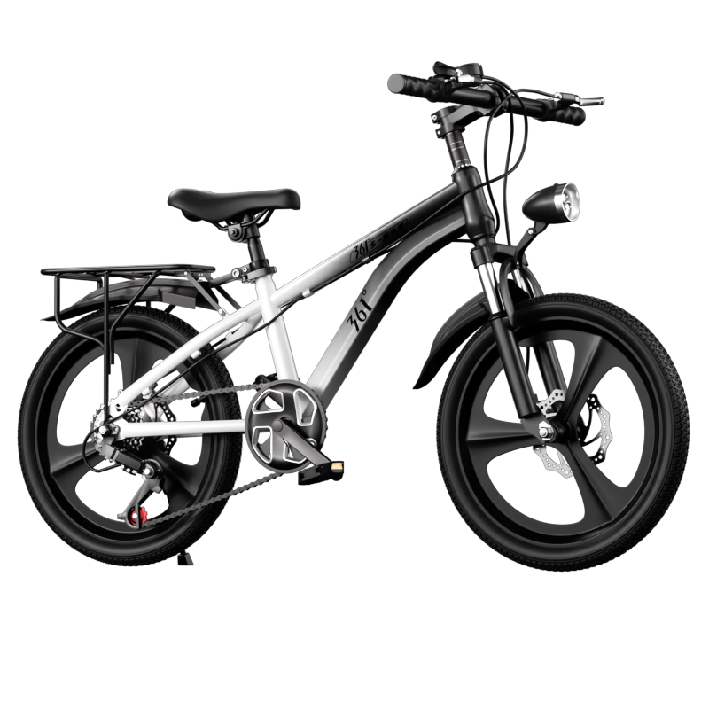 361° Youth Bicycle for Ages 7-12 Disc Brakes Shock Absorption Student Pedal Mountain Bike with Gears 24-Inch Black