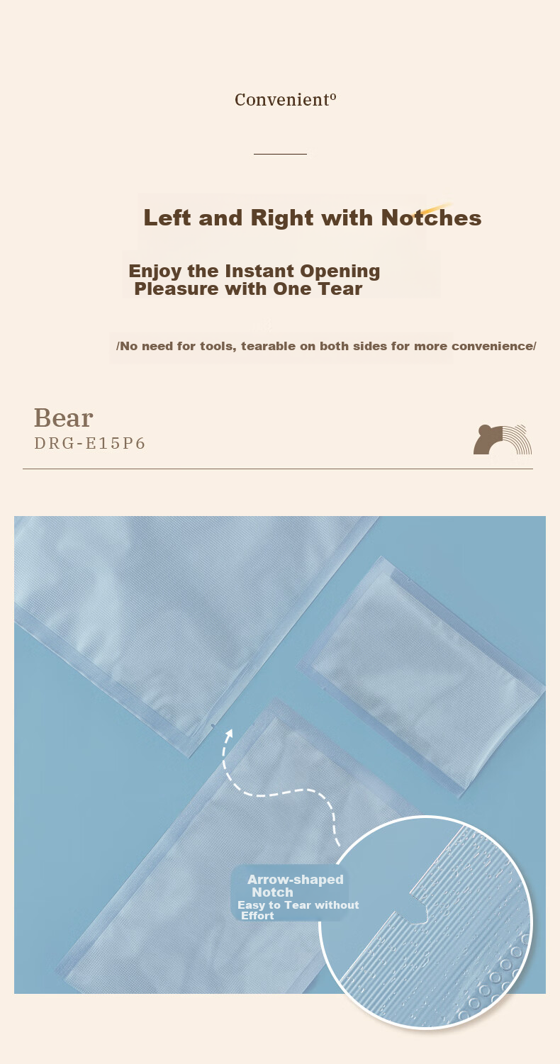 Bear Food Vacuum Sealing Bags Fresh-Keeping Bags [Food-Grade Material] 30*300cm (3 Rolls) Zongzi Packaging Bags 9