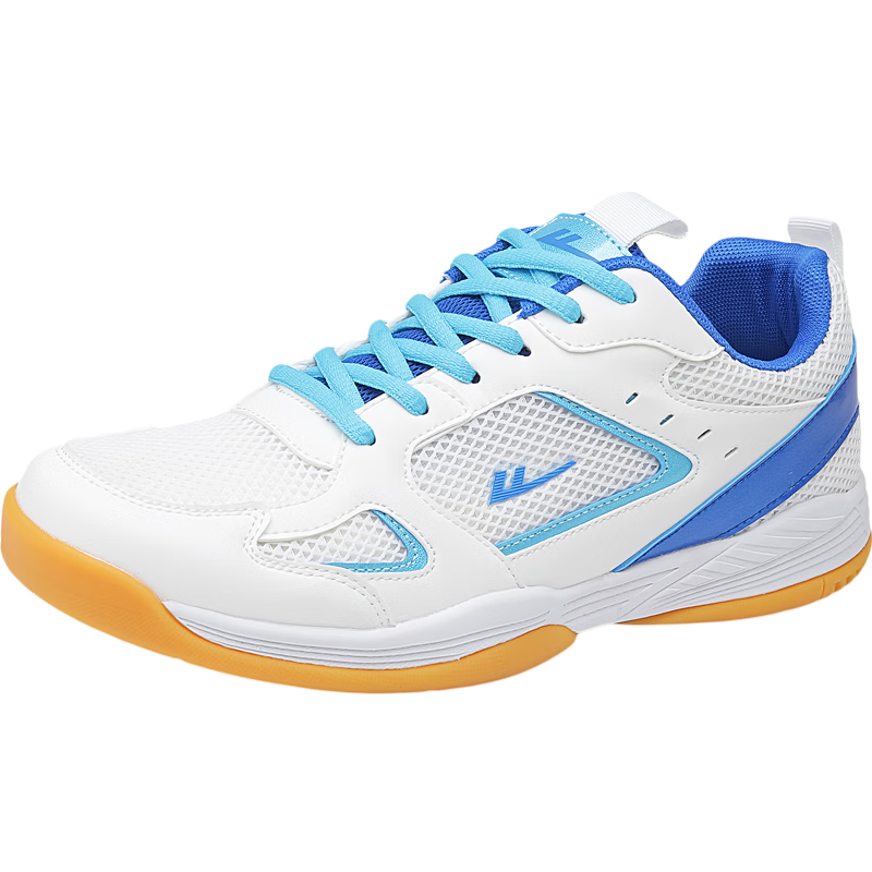 Warrior Badminton Shoes for Men, Breathable Sports Shoes, Outdoor Training Shoes for Men, WXY(ZA)-4554, Beige Blue, Size 36