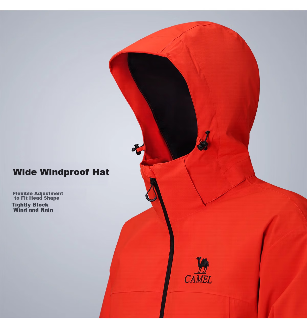 CAMEL Outdoor Jacket, Triple Protection, Men's And Women's Wear, Short Style Coat, Loose-Fitting, Breathable, Windproof, Waterproof, Casual Outerwear, G076 S 20