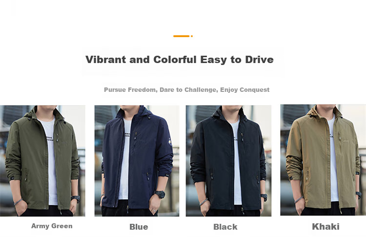 JEEP Men's Jacket, Spring And Autumn Loose-Fitting Hooded Trendy Casual Clothing, Blue, 3XL 2